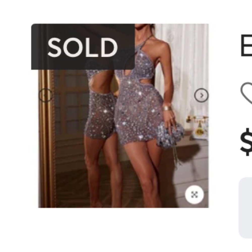💗SOLD💗Mew Mews Silver Sequin Cut-Out Mini Dress
